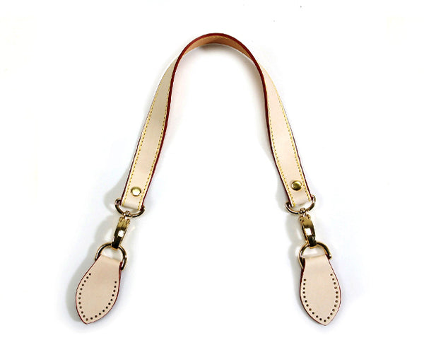 byhands Genuine Leather Purse Handle with Gold Style Hook,24L, Ivory