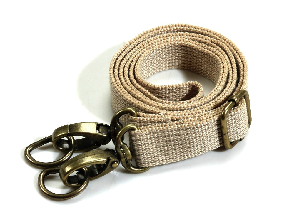 28.7" ~ 51.6" byhands Adjustable Webbing Crossbody Bag Strap, Bronze Style Ring, Beige (44-1321)