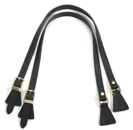 24.8" byhands Genuine Leather Adjustable Buckle Shoulder Bag Strap Gold Style Ring (32-6402)