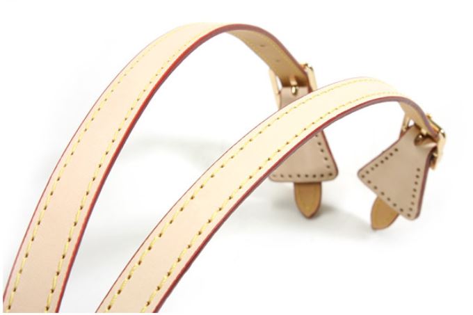 24.8" byhands Genuine Leather Adjustable Buckle Shoulder Bag Strap Gold Style Ring, Ivory (32-6402)