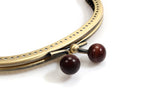 byhands Red Mini Wood Beads Metal Purse Frame Kiss Clasp Lock, 12 cm/4.7" (BF-W-12)