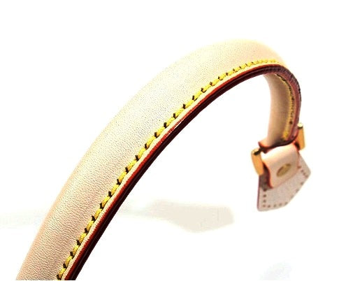 18.8" byhands 100% Genuine Leather Ivory Purse Handles/Tote Bag Handles, Gold Style Ring (22-4701)
