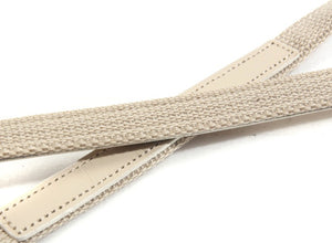 17.7" byhands Webbing Purse Handles, Tote Bag Strap with Leather Tab, Beige (24-4503)