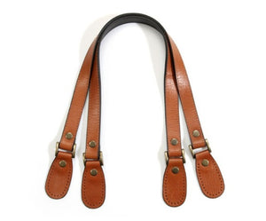 23.8" byhands Genuine Leather Tan Purse Handles, Shoulder Bag Straps, Embossed Pattern (30-6001)