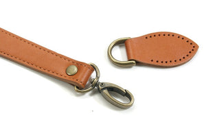 24" byhands Genuine Leather Shoulder Bag Strap, Bronze Style Ring, Camel (32-6103)
