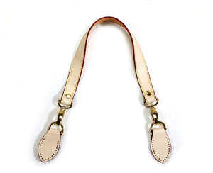 24" byhands Genuine Leather Ivory Purse Handle, Shoulder Bag Strap, Gold Style Ring (32-6103)