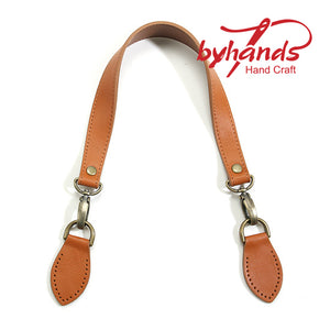 24" byhands Genuine Leather Shoulder Bag Strap, Bronze Style Ring, Camel (32-6103)