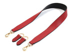32.5" byhands Premium Saffiano Pattern Genuine Leather Wide Shoulder Bag Strap w/Gold Style Ring, Red (40-8003)