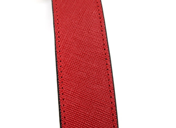 32.5" byhands Premium Saffiano Pattern Genuine Leather Wide Shoulder Bag Strap w/Gold Style Ring, Red (40-8003)