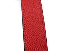 32.5" byhands Premium Saffiano Pattern Genuine Leather Wide Shoulder Bag Strap w/Gold Style Ring, Red (40-8003)