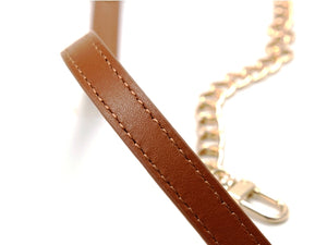 30" byhands Genuine Leather Shoulder Bag Strap, Metal Chain, Camel (40-8301)
