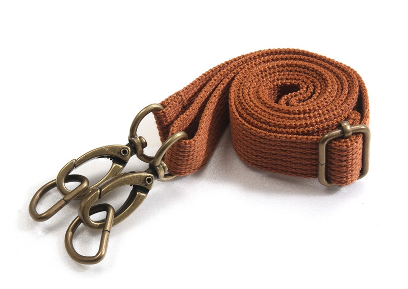 28.7" ~ 51.6" byhands Adjustable Webbing Crossbody Bag Strap, Bronze Style Ring, Tan (44-1321)