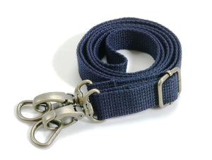 28.7" ~ 51.6" byhands Adjustable Webbing Crossbody Bag Strap, Bronze Style Ring, Navy (44-1321)