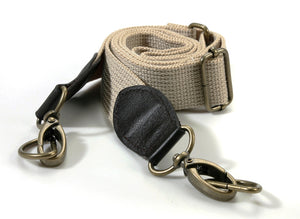 33.4" ~ 52.7" byhands Adjustable Webbing Crossbody Bag Strap with 100% Genuine Leather Tab, Beige (44-1421)