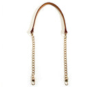 30" byhands Genuine Leather Shoulder Bag Strap, Metal Chain, Ivory (40-8301)