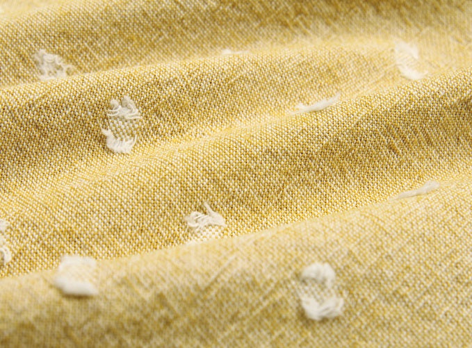 Yarn Dyed Fabric - Byhands Cotton Yarn Dyed Fabric, Milk Dot Pattern Checkered Series Fabric, Yellow (EY20084-5)