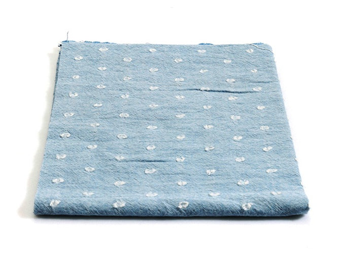 Korean Yarn Dyed Fabric - Byhands Cotton Yarn Dyed Fabric, Milk Dot Pattern Checkered Series Fabric, Sky Blue (EY20084-6)