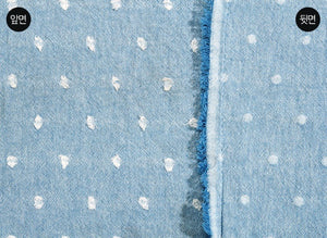 Korean Yarn Dyed Fabric - Byhands Cotton Yarn Dyed Fabric, Milk Dot Pattern Checkered Series Fabric, Sky Blue (EY20084-6)