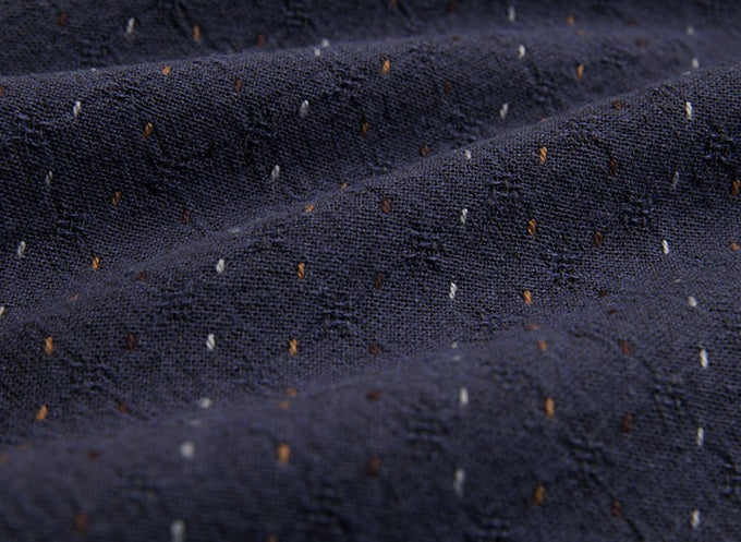 Yarn Dyed Fabric - Byhands 100% Cotton Line Stitch Pattern, Blue Indigo (EY20089-B)