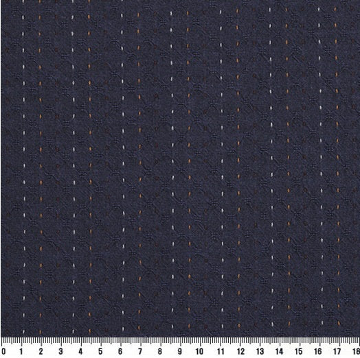 Yarn Dyed Fabric - Byhands 100% Cotton Line Stitch Pattern, Blue Indigo (EY20089-B)
