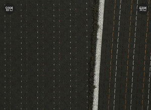 Yarn Dyed Fabric - Byhands 100% Cotton Line Stitch Pattern, Olive Grey (EY20089-G)