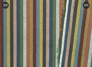 byhands 100% Cotton Yarn Dyed Fabric - Multi Stripe Pattern, Evergreen Tone (EY20091-D)