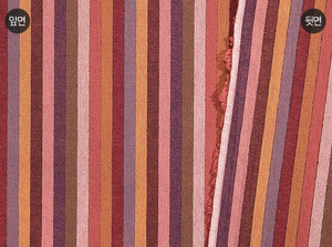 Yarn Dyed Fabric - Byhands 100% Cotton Multi Stripe Pattern, Cranberry Tone (EY20091-E)