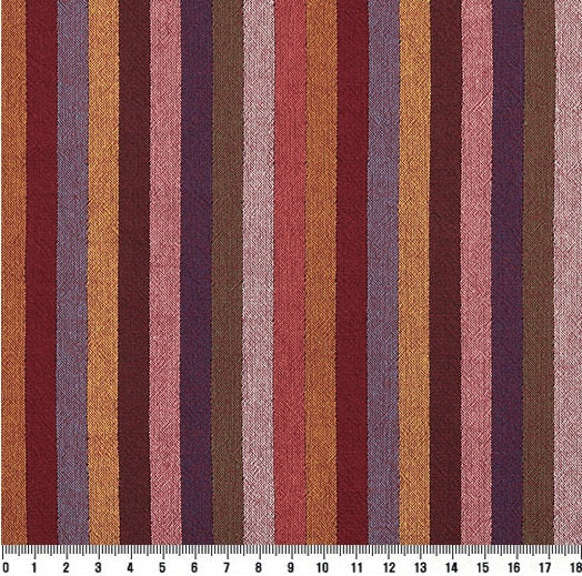 Yarn Dyed Fabric - Byhands 100% Cotton Multi Stripe Pattern, Ruby Wine Tone (EY20091-F)