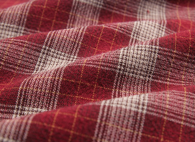 byhands 100% Cotton Yarn Dyed Fabric - Vintage Checkered Pattern, Rosewood (EY20093-C)