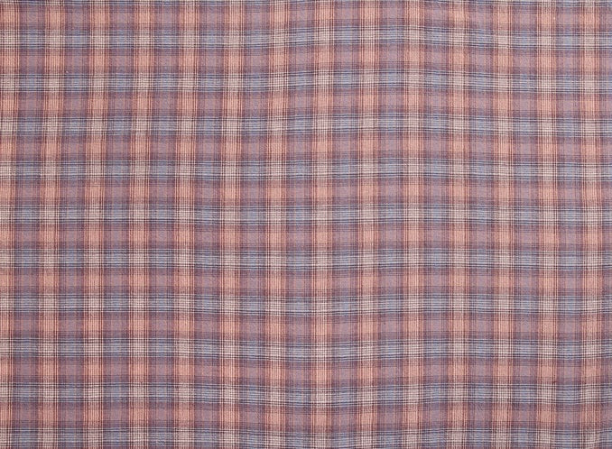 byhands 100% Cotton Yarn Dyed Fabric - Vintage Checkered Pattern, Coral Blue Heaven (EY20093-D)