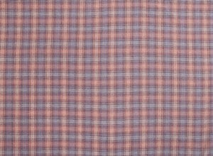 byhands 100% Cotton Yarn Dyed Fabric - Vintage Checkered Pattern, Coral Blue Heaven (EY20093-D)
