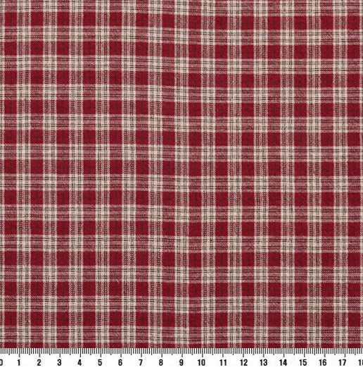 byhands 100% Cotton Yarn Dyed Fabric, Country Style Checkered Pattern, Rosewood (EY20094-C)