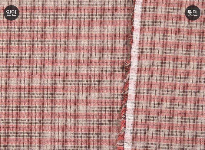 byhands 100% Cotton Yarn Dyed Fabric, Country Style Checkered Pattern, Peach (EY20094-I)