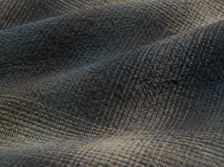 Yarn Dyed Fabric - Byhands 100% Cotton Deep Gradation Checkered Pattern, Blue Grey (EY20104-B)