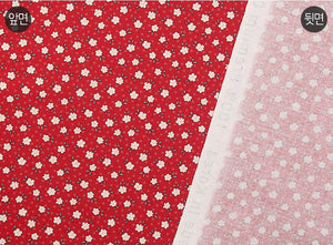 Feedsack Style Fabric - Byhands Mini Flower Feedsack Color Printed Fabric - Red (FL04-005)