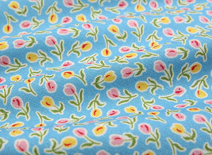 Feedsack Style Fabric - Byhands Tulip Feedsack Color Printed Fabric - Light Blue (FL04-012)