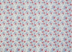 Feedsack Style Fabric - Byhands Iris Feedsack Color Printed Fabric - Blue Red (FL04-014)
