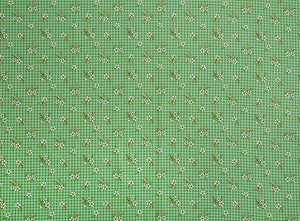 Feedsack Style Fabric - Byhands Checkered Flower Feedsack Color Printed Fabric - Green (FS-01)