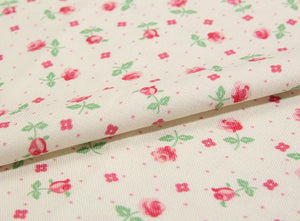Feedsack Style Fabric - Byhands Mini Rose Feedsack Color Printed Fabric - Ivory (FS-02)