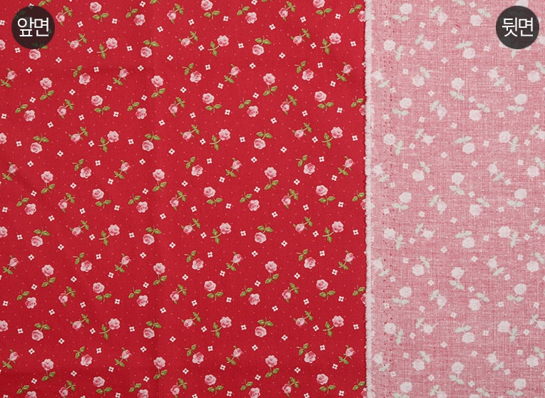 Feedsack Style Fabric - Byhands Mini Rose Feedsack Color Printed Fabric - Red (FS-02)
