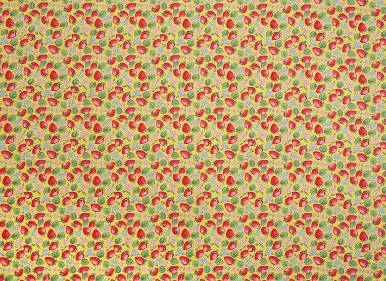 Feedsack Style Fabric - Byhands Strawberry Feedsack Color Printed Fabric - Yellow (FS-03)