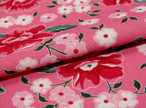 Feedsack Style Fabric - Byhands Peony Feedsack Color Printed Fabric, Oxford Series, 58" Wide - Pink (FS-04)