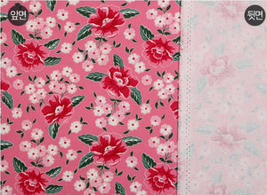 Feedsack Style Fabric - Byhands Peony Feedsack Color Printed Fabric, Oxford Series, 58" Wide - Pink (FS-04)