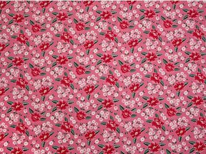 Feedsack Style Fabric - Byhands Peony Feedsack Color Printed Fabric, Oxford Series, 58" Wide - Pink (FS-04)