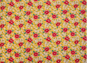 Feedsack Style Fabric - Byhands Peony Feedsack Color Printed Fabric, Oxford Series, 58" Wide - Yellow (FS-04)