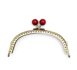 byhands Red Mini Beads Metal Purse Frame Kiss Clasp Lock, 12.5 cm/4.9" (XS-1237)