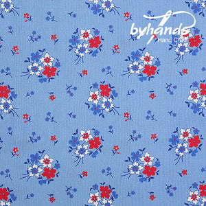 Feedsack Style Fabric - Byhands Wild Flower Feedsack Color Printed Fabric - Blue (FL04-009)