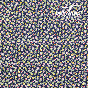 Feedsack Style Fabric - Byhands Tulip Feedsack Color Printed Fabric - Navy (FL04-012)