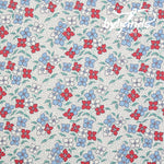Feedsack Style Fabric - Byhands Iris Feedsack Color Printed Fabric - Blue Red (FL04-014)