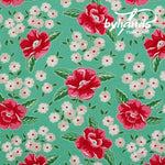 Feedsack Style Fabric - Byhands Peony Feedsack Color Printed Fabric, Oxford Series, 58" Wide - Mint (FS-04)